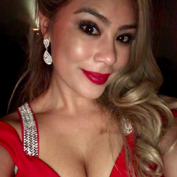 long red dress with rhinestone straps - Picture 2 of 4